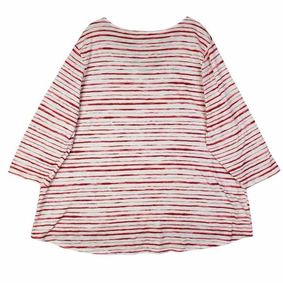 Chicos Shirt Ultimate Tee Size 4 US XXL 2X White Red Striped 3/4 Sleeve Stretch - Picture 3 of 9
